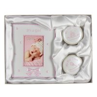 CG409: GIFT SET 2" X 3" FRAME/1ST TOOTH/1ST CURL BOXES PINK
